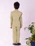 Boy's' Black And Mint Green Shirt Blazer Waist Coat And Pant
